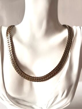 Vintage Herringbone Chain Necklace Silver Tone Minimalist Elegant Necklace